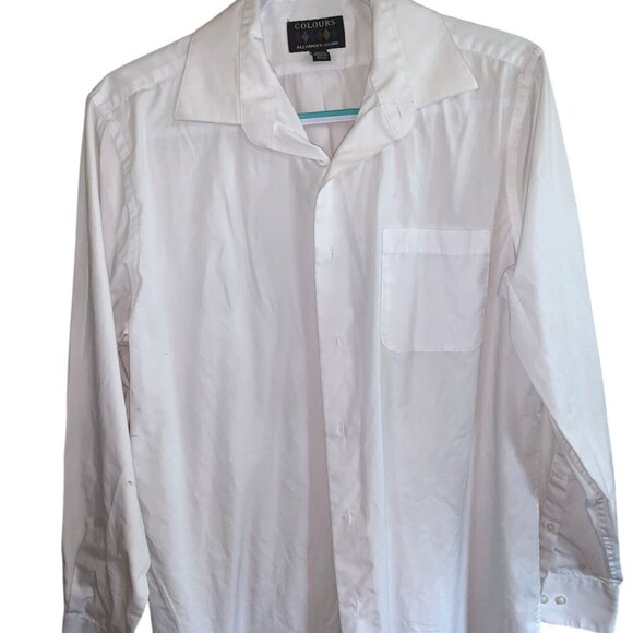 Alexander Julian Colours Mens White Button-Up Long Sleeve Dress Shirt Size L- 16 - Picture 1 of 6